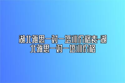 湖北雅思一对一培训价格表-湖北雅思一对一培训价格