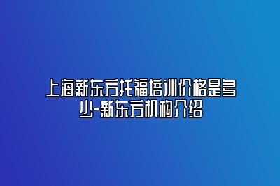 上海新东方托福培训价格是多少-新东方机构介绍