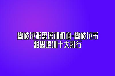 攀枝花雅思培训机构-攀枝花市雅思培训十大排行