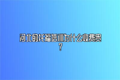 河北的托福培训为什么收费贵？
