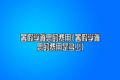 暑假学雅思的费用(暑假学雅思的费用是多少)