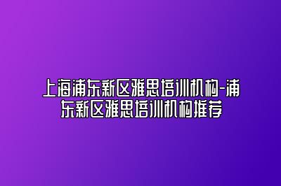 上海浦东新区雅思培训机构-浦东新区雅思培训机构推荐