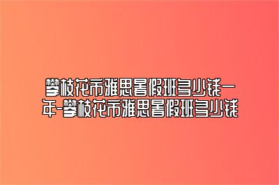 攀枝花市雅思暑假班多少钱一年-攀枝花市雅思暑假班多少钱