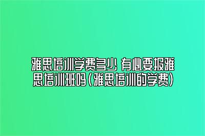 雅思培训学费多少 有必要报雅思培训班吗(雅思培训的学费)