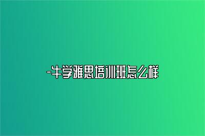 -牛学雅思培训班怎么样