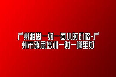 广州雅思一对一每小时价格-广州市雅思培训一对一哪里好