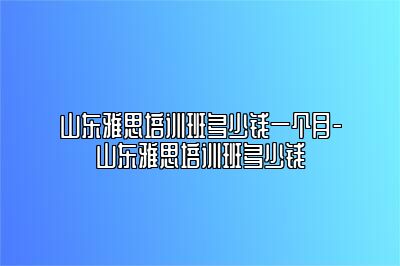 山东雅思培训班多少钱一个月-山东雅思培训班多少钱