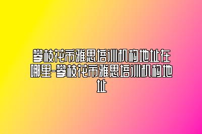 攀枝花市雅思培训机构地址在哪里-攀枝花市雅思培训机构地址