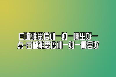 白城雅思培训一对一哪里好一点-白城雅思培训一对一哪里好