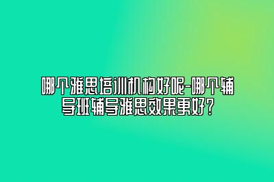 哪个雅思培训机构好呢-哪个辅导班辅导雅思效果更好？