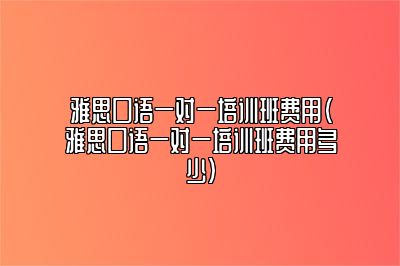 雅思口语一对一培训班费用(雅思口语一对一培训班费用多少)