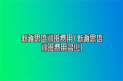 新雅思培训班费用(新雅思培训班费用多少)