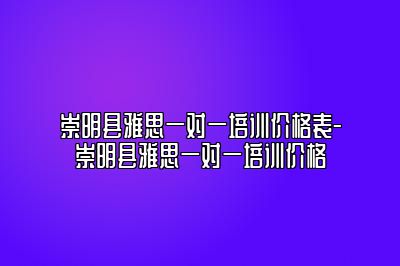 崇明县雅思一对一培训价格表-崇明县雅思一对一培训价格