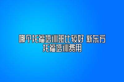 哪个托福培训班比较好 新东方托福培训费用