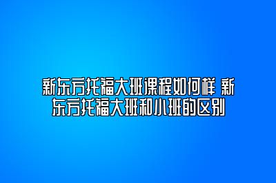 新东方托福大班课程如何样 新东方托福大班和小班的区别