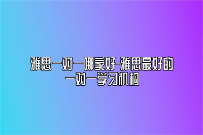 雅思一对一哪家好-雅思最好的一对一学习机构