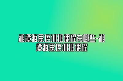 湘潭雅思培训班课程有哪些-湘潭雅思培训班课程