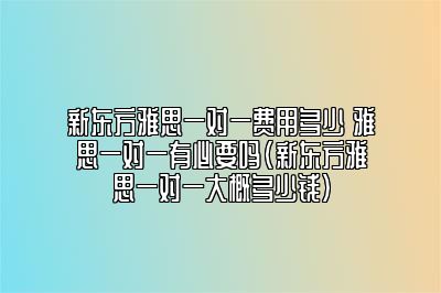 新东方雅思一对一费用多少 雅思一对一有必要吗(新东方雅思一对一大概多少钱)