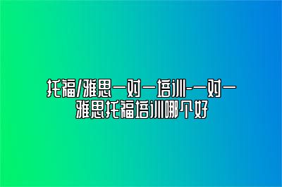 托福/雅思一对一培训-一对一雅思托福培训哪个好