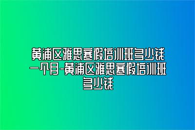 黄浦区雅思寒假培训班多少钱一个月-黄浦区雅思寒假培训班多少钱