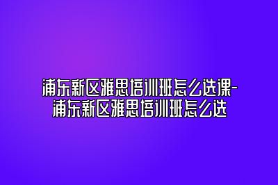 浦东新区雅思培训班怎么选课-浦东新区雅思培训班怎么选