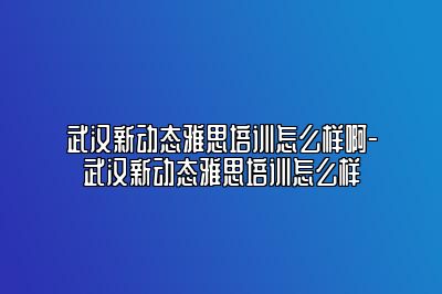 武汉新动态雅思培训怎么样啊-武汉新动态雅思培训怎么样