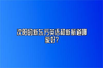 沈阳的新东方英语和新航道哪家好?