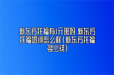 新东方托福有1元班吗 新东方托福培训怎么样(新东方托福多少钱)