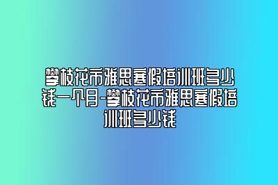 攀枝花市雅思寒假培训班多少钱一个月-攀枝花市雅思寒假培训班多少钱