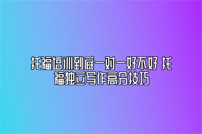 托福培训到底一对一好不好 托福独立写作高分技巧