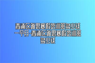 青浦区雅思寒假培训班多少钱一个月-青浦区雅思寒假培训班多少钱