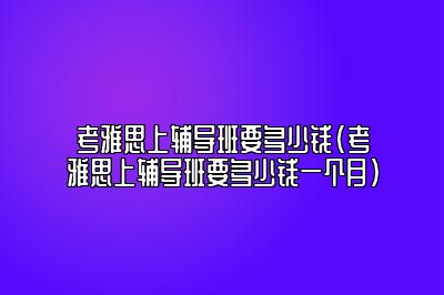 考雅思上辅导班要多少钱(考雅思上辅导班要多少钱一个月)