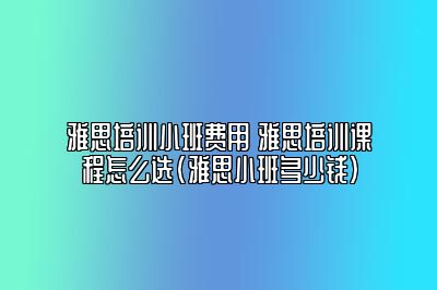 雅思培训小班费用 雅思培训课程怎么选(雅思小班多少钱)