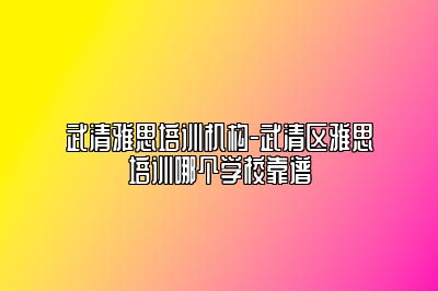 武清雅思培训机构-武清区雅思培训哪个学校靠谱