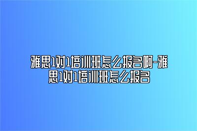 雅思1对1培训班怎么报名啊-雅思1对1培训班怎么报名