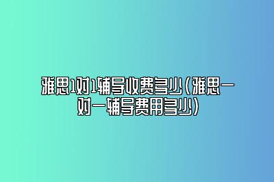 雅思1对1辅导收费多少(雅思一对一辅导费用多少)