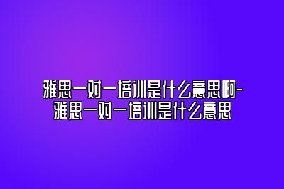 雅思一对一培训是什么意思啊-雅思一对一培训是什么意思