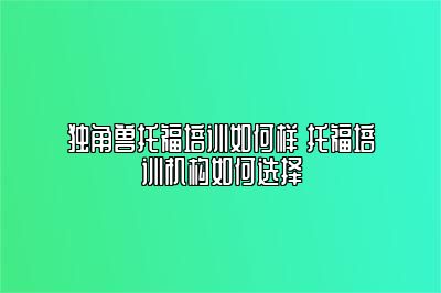 独角兽托福培训如何样 托福培训机构如何选择