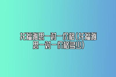 托福雅思一对一价格(托福雅思一对一价格多少)