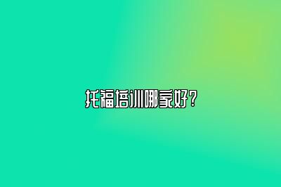 托福培训哪家好?
