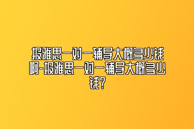 报雅思一对一辅导大概多少钱啊-报雅思一对一辅导大概多少钱？