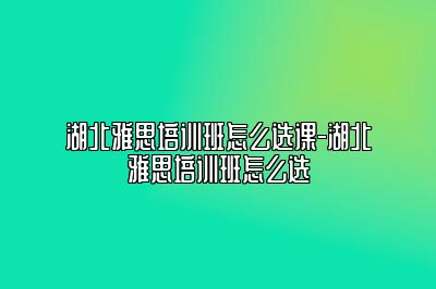 湖北雅思培训班怎么选课-湖北雅思培训班怎么选