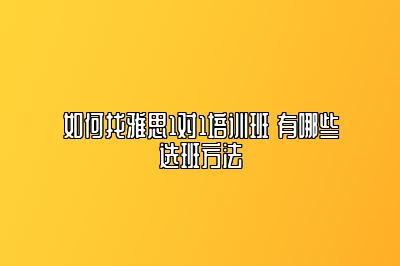 如何找雅思1对1培训班 有哪些选班方法