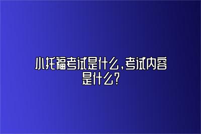 小托福考试是什么，考试内容是什么？