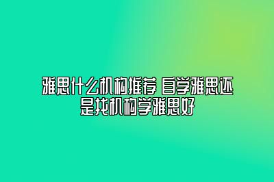 雅思什么机构推荐 自学雅思还是找机构学雅思好