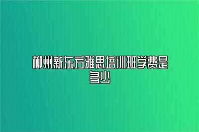柳州新东方雅思培训班学费是多少