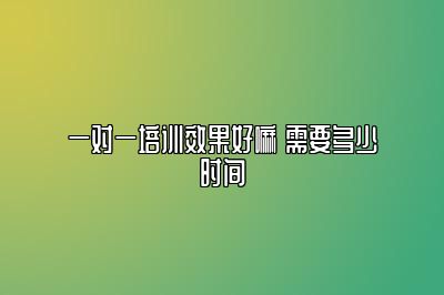 一对一培训效果好嘛 需要多少时间