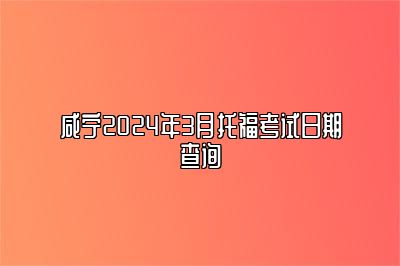 咸宁2024年3月托福考试日期查询