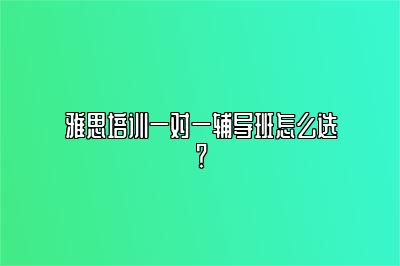 雅思培训一对一辅导班怎么选？