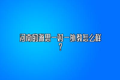 河南的雅思一对一外教怎么样？